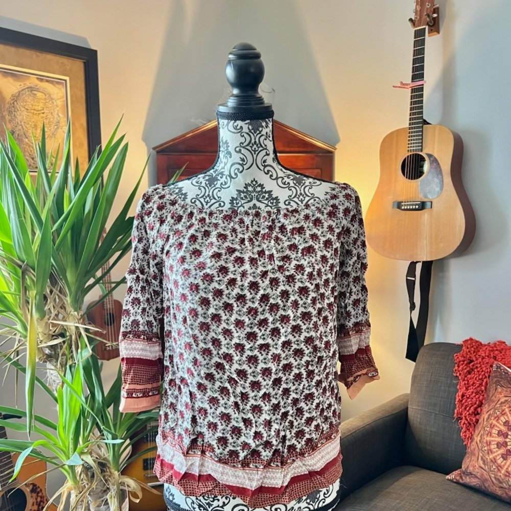 Floral Burgundy Women's Top